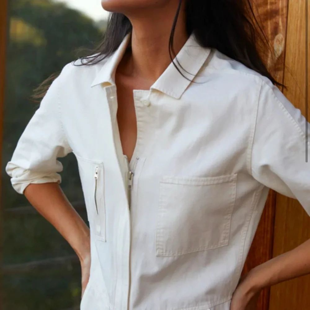 Outerknown Cream Collared Jumpsuit with Tapered Pants - Picture 3 of 6